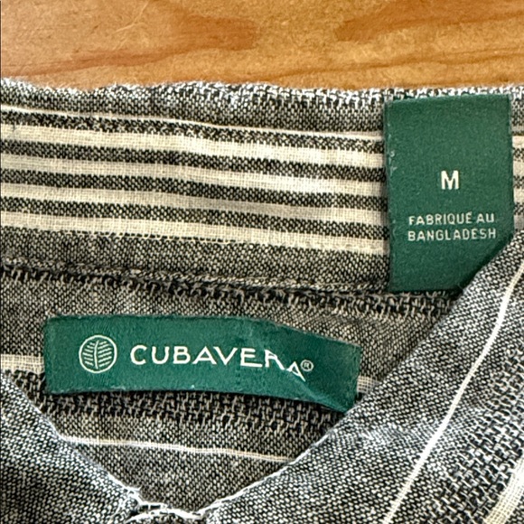 Cubavera Men's Gray and White Striped Button-Down Shirt size medium 55% linen - Picture 2 of 4